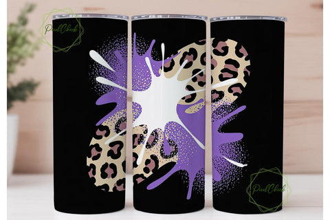 Purple Leopard Splash 20oz Tumbler Wrap Sublimation PixelChick 
