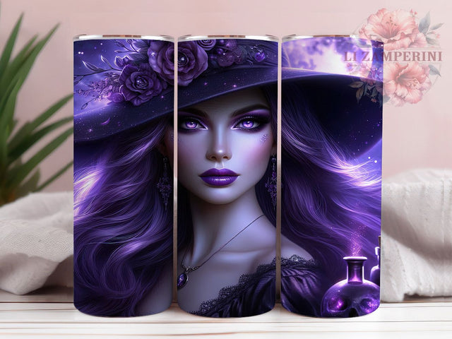 Purple Magic Witch Halloween Tumbler, Witchy Tumbler Wrap, 20oz Sublimation, Magic Witch Cup, Spooky Purple Design, Witch Drinkware, Halloween Tumbler Wrap Sublimation Li Zamperini 