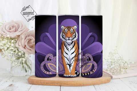 Purple Majestic Tiger 20oz Tumbler Wrap Sublimation sassyprint 