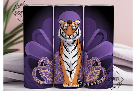 Purple Majestic Tiger 20oz Tumbler Wrap Sublimation sassyprint 