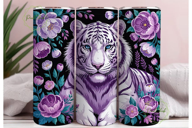 Purple Majesty Tiger 20oz Tumbler Wrap Sublimation PixelChick 