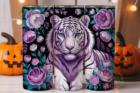 Purple Majesty Tiger 20oz Tumbler Wrap Sublimation PixelChick 