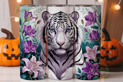 Purple Majesty Tiger 20oz Tumbler Wrap Sublimation PixelChick 
