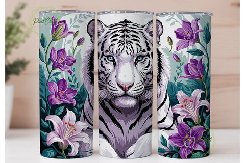 Purple Majesty Tiger 20oz Tumbler Wrap Sublimation PixelChick 