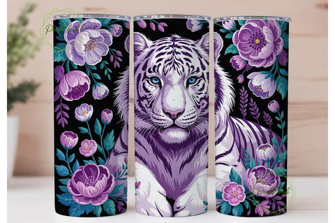 Purple Majesty Tiger 20oz Tumbler Wrap Sublimation PixelChick 