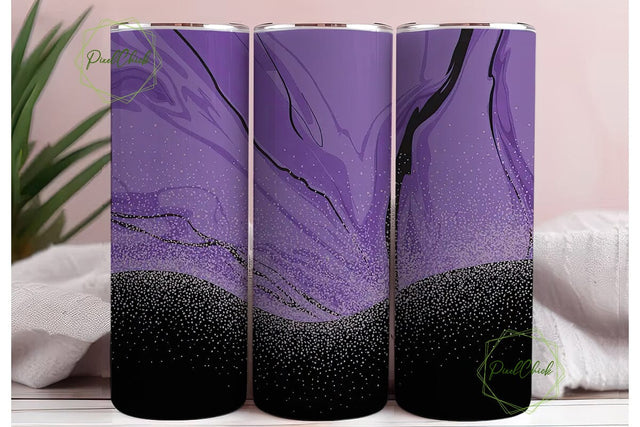 Purple Marble Glitter 20oz Tumbler Wrap Sublimation PixelChick 