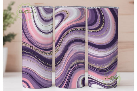 Purple Marble Glitter 20oz Tumbler Wrap Sublimation PixelChick 
