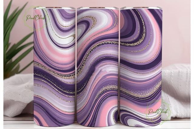 Purple Marble Glitter 20oz Tumbler Wrap Sublimation PixelChick 