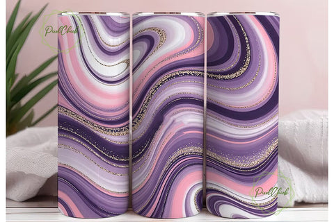 Purple Marble Glitter 20oz Tumbler Wrap Sublimation PixelChick 