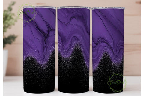 Purple Marble Glitter 20oz Tumbler Wrap Sublimation PixelChick 