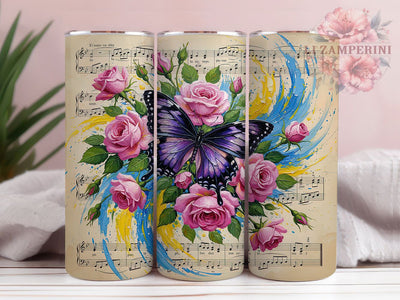Purple Musical Butterfly Tumbler, Butterfly Music Notes, Musical Butterfly Art, Purple Aesthetic Design, Music Lover Tumbler, 20oz Tumbler, Sublimation Design Sublimation Li Zamperini 