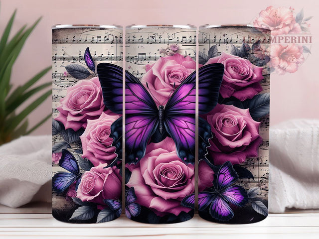 Purple Musical Butterfly Tumbler, Butterfly Music Notes, Musical Butterfly Art, Purple Aesthetic Design, Music Lover Tumbler, 20oz Tumbler, Sublimation Design Sublimation Li Zamperini 