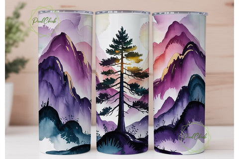 Purple Mystic Forest 20oz Tumbler Wrap Sublimation PixelChick 