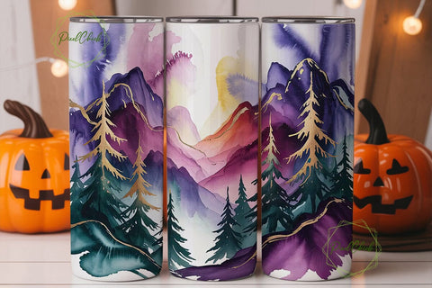 Purple Mystic Forest 20oz Tumbler Wrap Sublimation PixelChick 