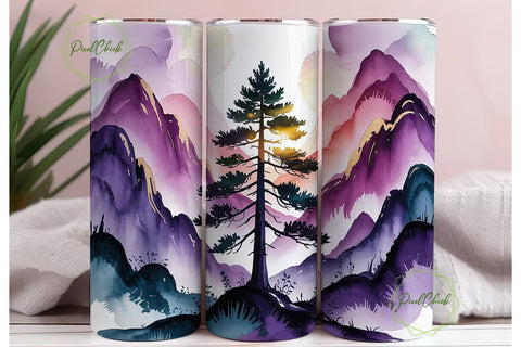 Purple Mystic Forest 20oz Tumbler Wrap Sublimation PixelChick 