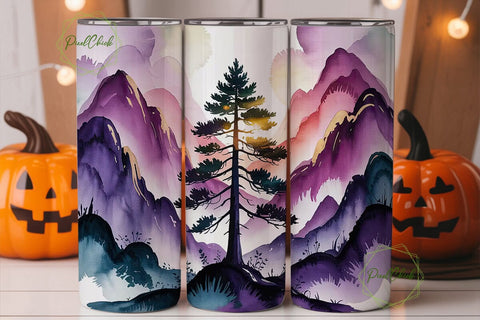 Purple Mystic Forest 20oz Tumbler Wrap Sublimation PixelChick 