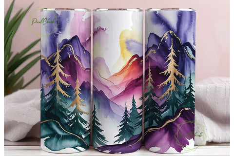 Purple Mystic Forest 20oz Tumbler Wrap Sublimation PixelChick 