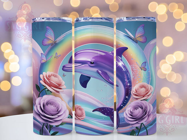 Purple Ocean Dolphin Fishing Tumbler, Fishing Sublimation Design, Ocean Dolphin Art, 20oz Nautical Tumbler, Whimsical Dolphin Mug, Stylish Fishing Cup, Bold Dolphin Wrap Sublimation SvggirlplusArt 