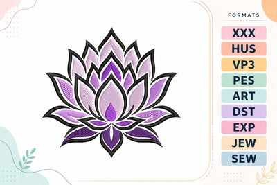 Purple Ombre Lotus Embroidery Design Embroidery/Applique DESIGNS sg embroidery 