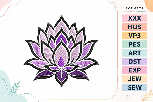 Purple Ombre Lotus Embroidery Design Embroidery/Applique DESIGNS sg embroidery 