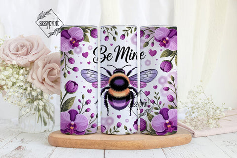 Purple Orchid Bee Tumbler Wrap PNG Sublimation sassyprint 