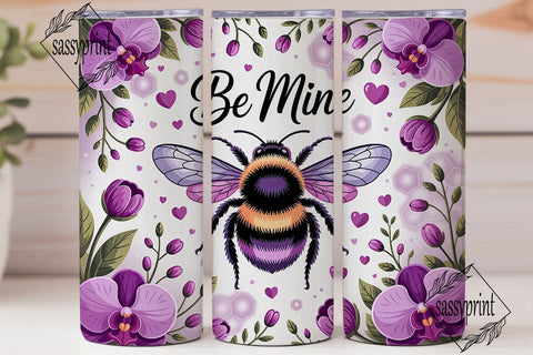 Purple Orchid Bee Tumbler Wrap PNG Sublimation sassyprint 