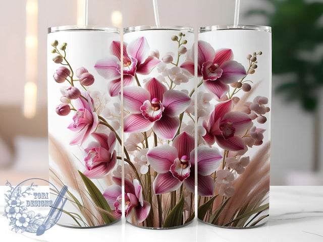 Purple Orchid Tropical Flower Tumbler, Orchid Lover Gift, Tropical Flower Design, Purple Orchid Wrap, Botanical Garden Art, Elegant Floral Gift, Orchid Plant Design Sublimation ToriDesigns 
