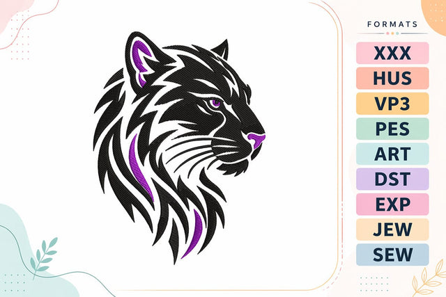 Purple Panther Embroidery Design Embroidery/Applique DESIGNS sg embroidery 