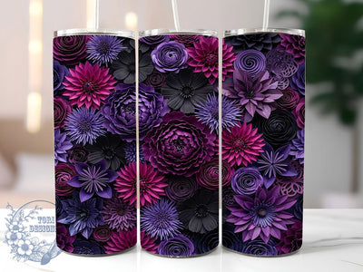 Purple Paper-Cut Flowers 20oz Tumbler, Purple Paper Cut, Paper Cut Flowers, Purple Flower Tumbler, Flower Tumbler, 20oz Tumbler, Paper Cut Design, Tumbler Wrap Sublimation ToriDesigns 