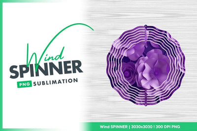 Purple Paper Flower Wind Spinner Png Design on Wood Grain Background Sublimation Regulrcrative 