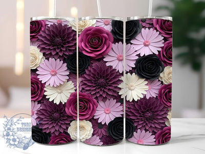 Purple Paper Flowers 20oz Tumbler, Purple Paper Flowers, Paper Flowers, Purple Flowers, Flower Tumbler, 20oz Tumbler, Purple Tumbler, Tumbler Wrap Sublimation ToriDesigns 