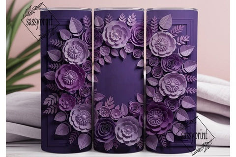 Purple Paper Flowers 20oz Tumbler Wrap Sublimation sassyprint 