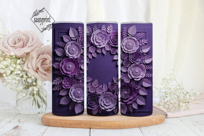 Purple Paper Flowers 20oz Tumbler Wrap Sublimation sassyprint 