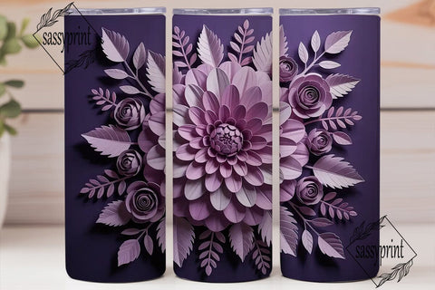 Purple Paper Flowers 20oz Tumbler Wrap Sublimation sassyprint 