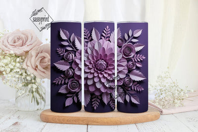 Purple Paper Flowers 20oz Tumbler Wrap Sublimation sassyprint 