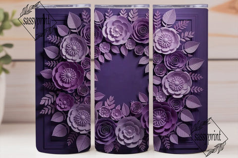 Purple Paper Flowers 20oz Tumbler Wrap Sublimation sassyprint 