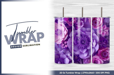 Purple paper flowers elegant decoration tumbler png Sublimation Regulrcrative 