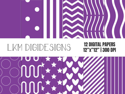 Purple Patterns Digital Paper pack Digital Pattern LKM DigiDesigns 
