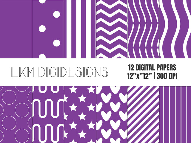 Purple Patterns Digital Paper pack Digital Pattern LKM DigiDesigns 
