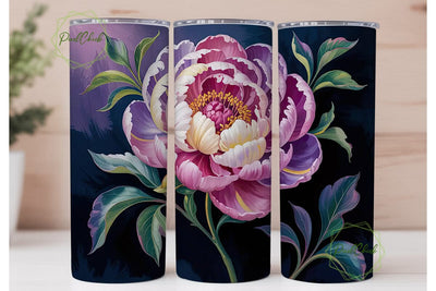 Purple Peony Floral 20oz Tumbler Wrap Sublimation PixelChick 