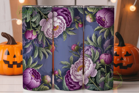 Purple Peony Floral 20oz Tumbler Wrap Sublimation PixelChick 
