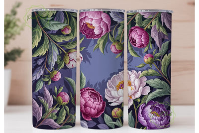 Purple Peony Floral 20oz Tumbler Wrap Sublimation PixelChick 