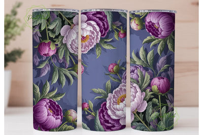 Purple Peony Floral 20oz Tumbler Wrap Sublimation PixelChick 