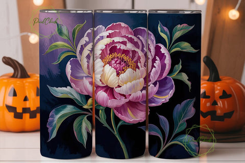 Purple Peony Floral 20oz Tumbler Wrap Sublimation PixelChick 