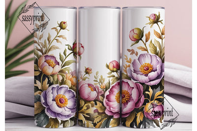 Purple Peony Watercolor 20oz Tumbler Sublimation sassyprint 