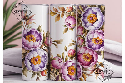 Purple Peony Watercolor 20oz Tumbler Sublimation sassyprint 