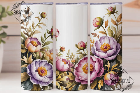 Purple Peony Watercolor 20oz Tumbler Sublimation sassyprint 
