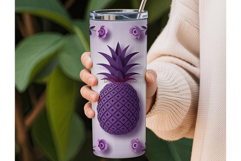 Purple Pineapple Floral 20oz Tumbler Sublimation DesignSVG 