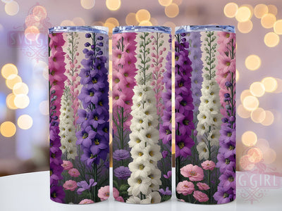 Purple Pink Delphinium Tumbler, Purple Pink Tumbler, Stylish 20oz Wrap, Sublimation Design, Trendy Gift Idea, Floral Garden Wrap, Botanical Delphinium Tumbler Sublimation SvggirlplusArt 