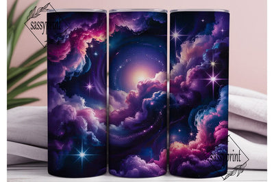 Purple Pink Galaxy Tumbler Wrap PNG Sublimation sassyprint 